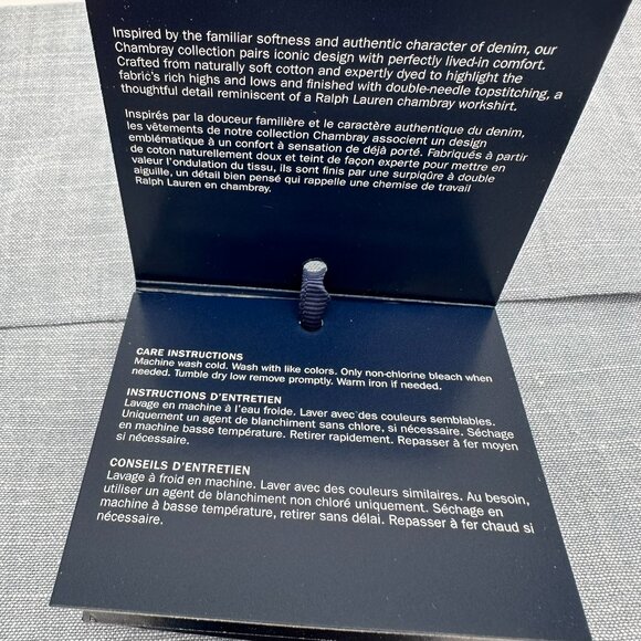 Ralph Lauren Workshirt Chambray Cotton King Size Extra Deep Fitted Sheet, Blue - Picture 9 of 12